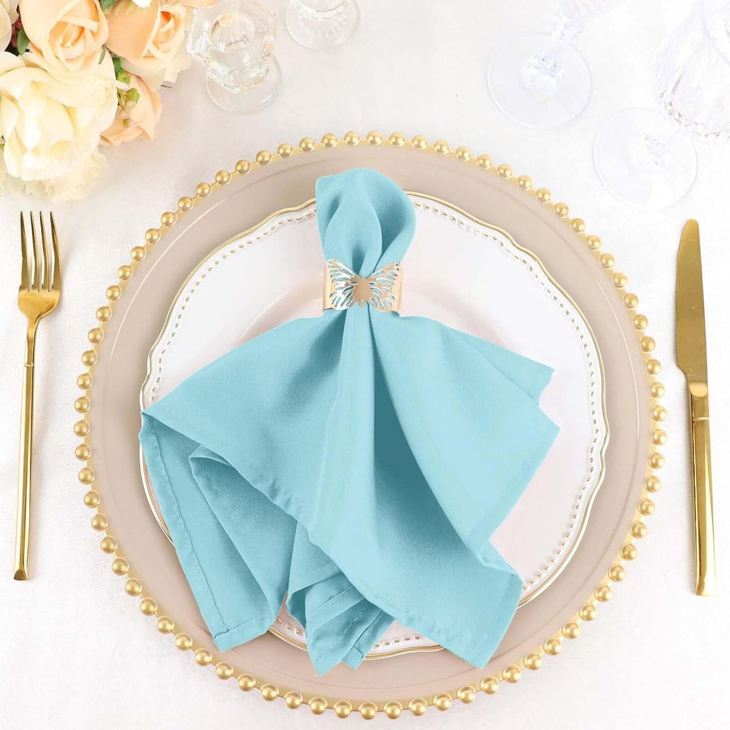 Elegant Light Blue Violet Cloth Napkins Set of 100 for Events