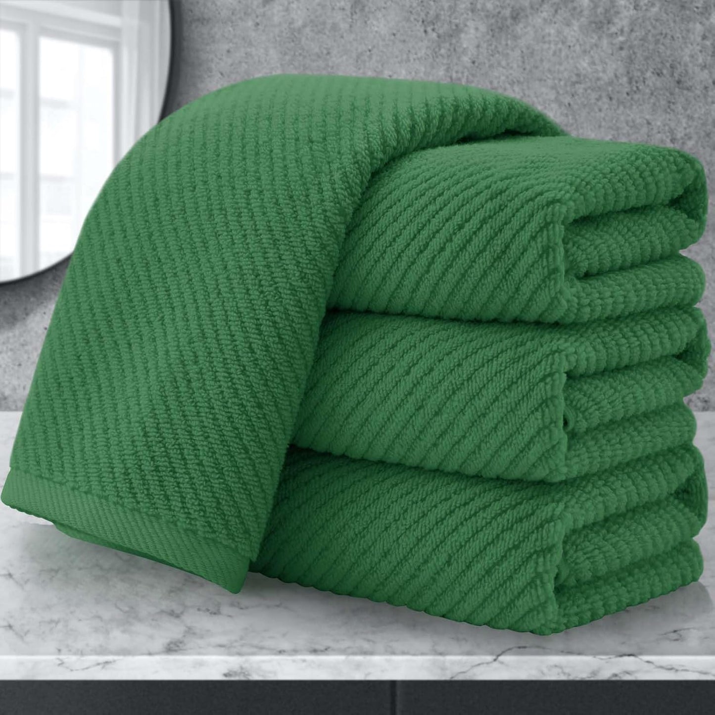 Green Hand Towels for Bathroom - 4PC Luxury Cotton Set