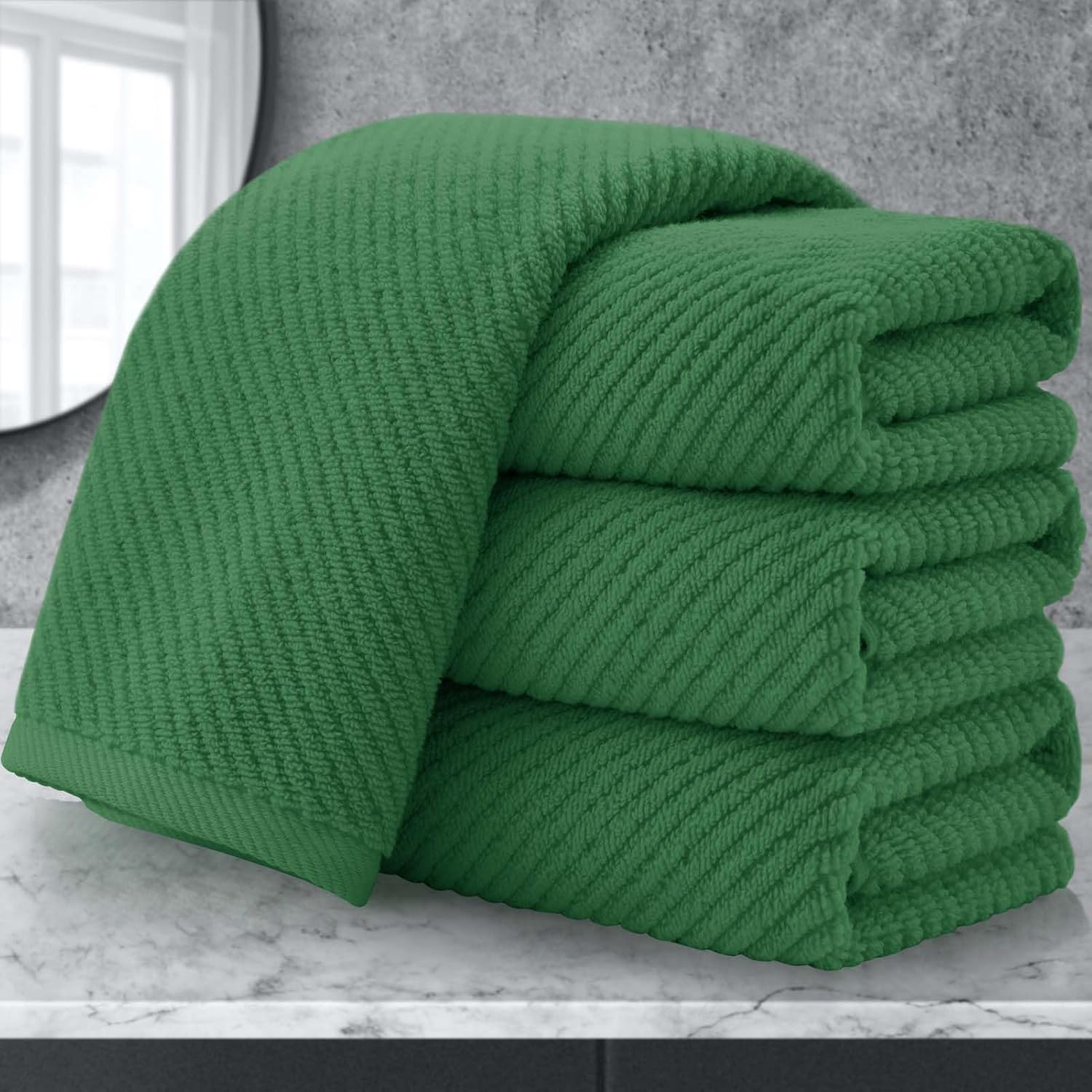 Green Hand Towels for Bathroom - 4PC Luxury Cotton Set