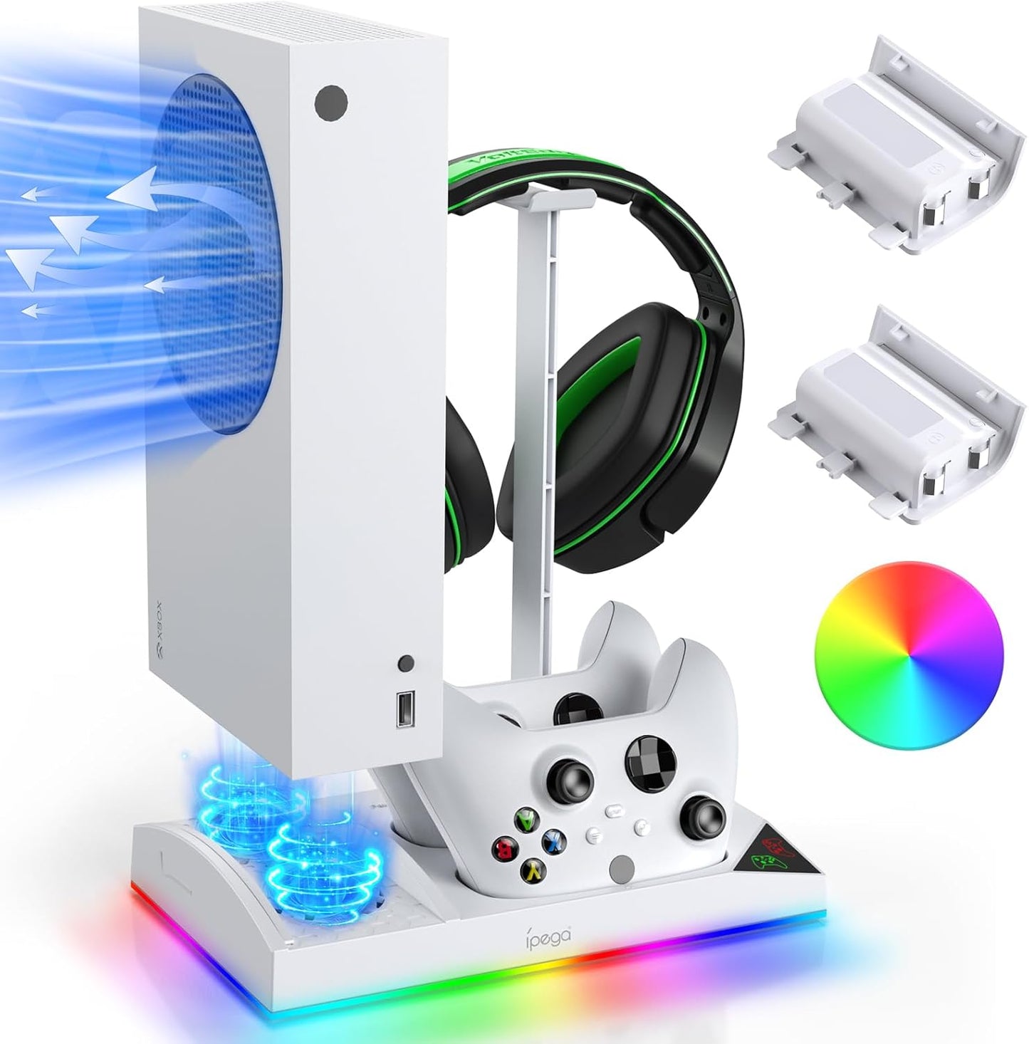 Upgrade RGB Cooling Fan Stand for Xbox Series S with Charger