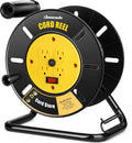 Extension Cord Storage Reel with 4 Grounded Outlets - Heavy Duty Cord