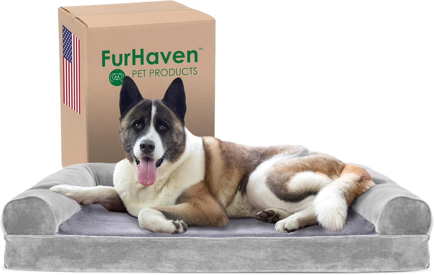 Furhaven Cooling Gel Dog Bed for Large Dogs with Bolsters