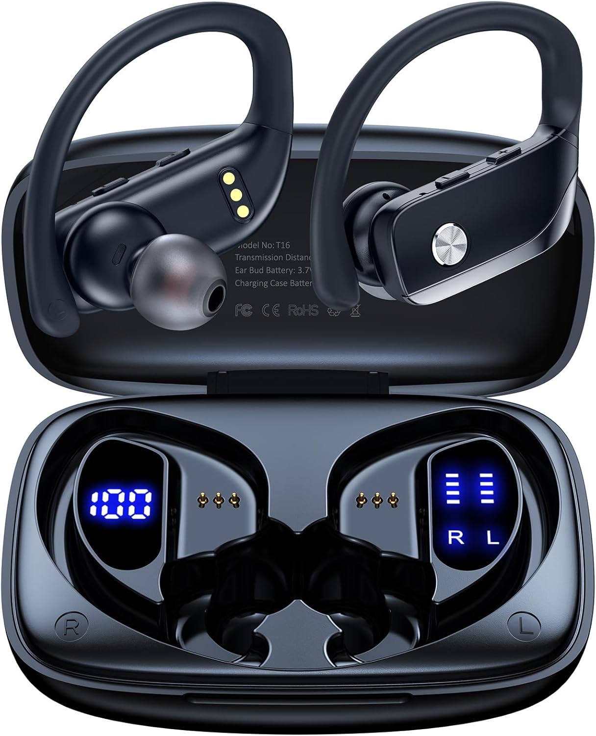 bmanl Wireless Sport Earbuds: 48hrs Playtime & LED Display