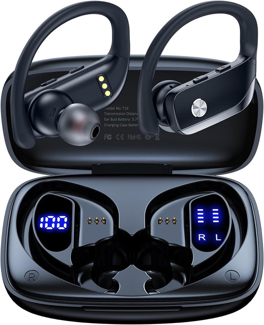 bmanl Wireless Sport Earbuds: 48hrs Playtime & LED Display