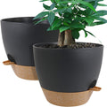 12in 2Pack Large Self Watering Planters - Deep 60oz Reservoir
