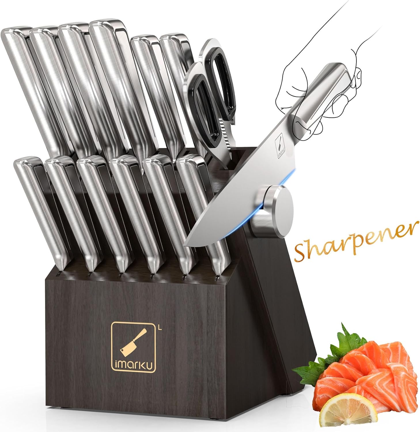 Knife Sets for Kitchen with Block - 14pcs Sharp Knives Set