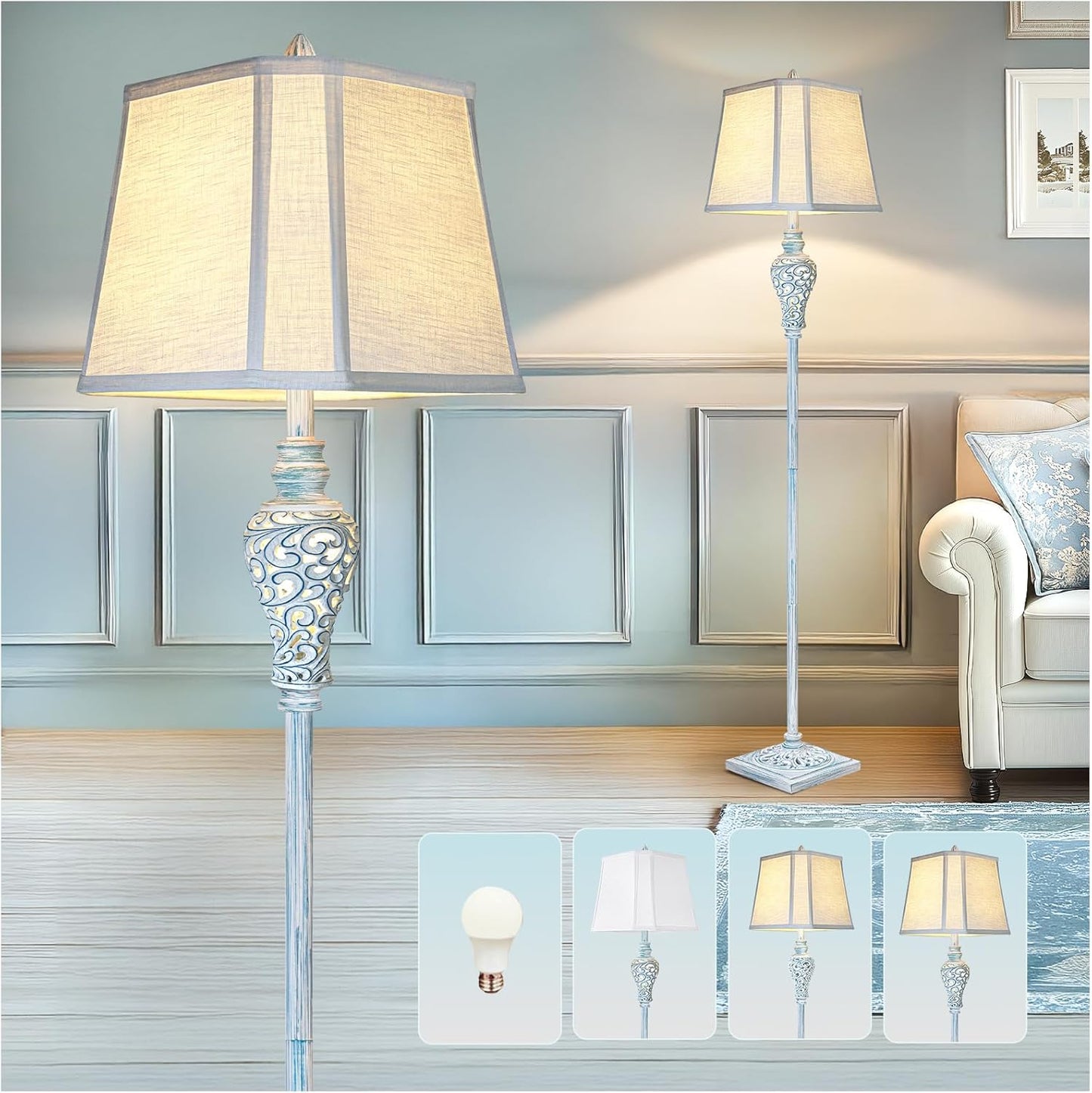Vintage Floor Lamp with Nightlight for Home Decor and Style