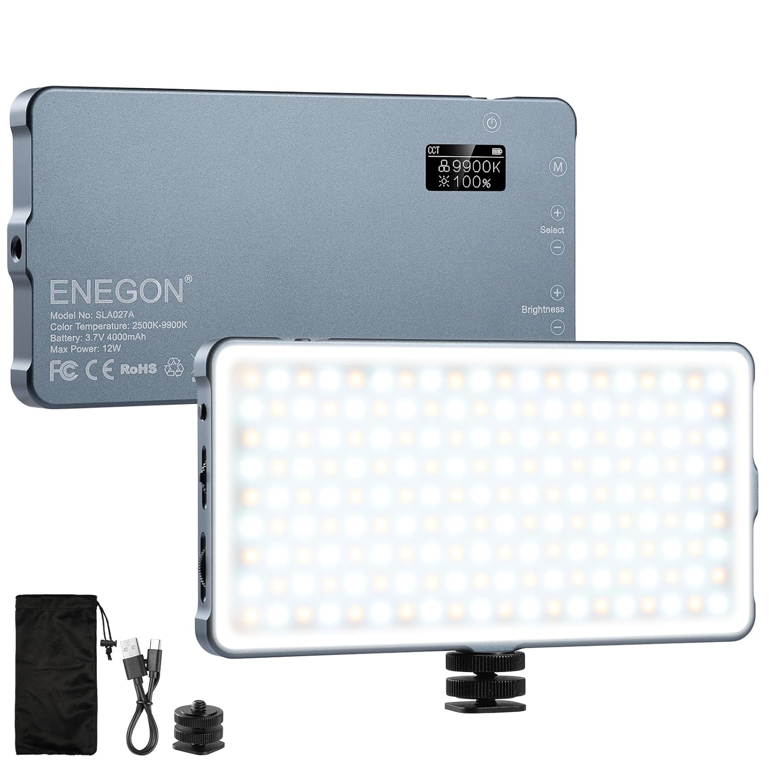 ENEGON 4000mAh Rechargeable Bicolor LED Video Light for DSLR