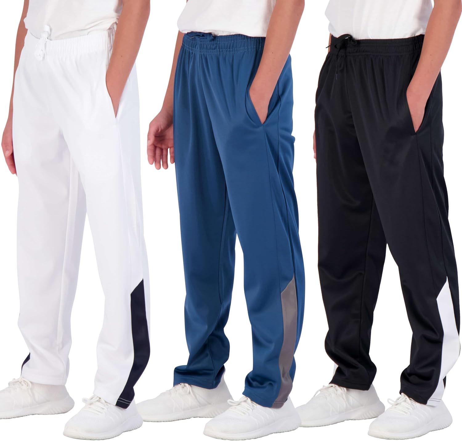 Boys' Tricot Open Bottom Fleece-Lined Sweatpants with Pockets