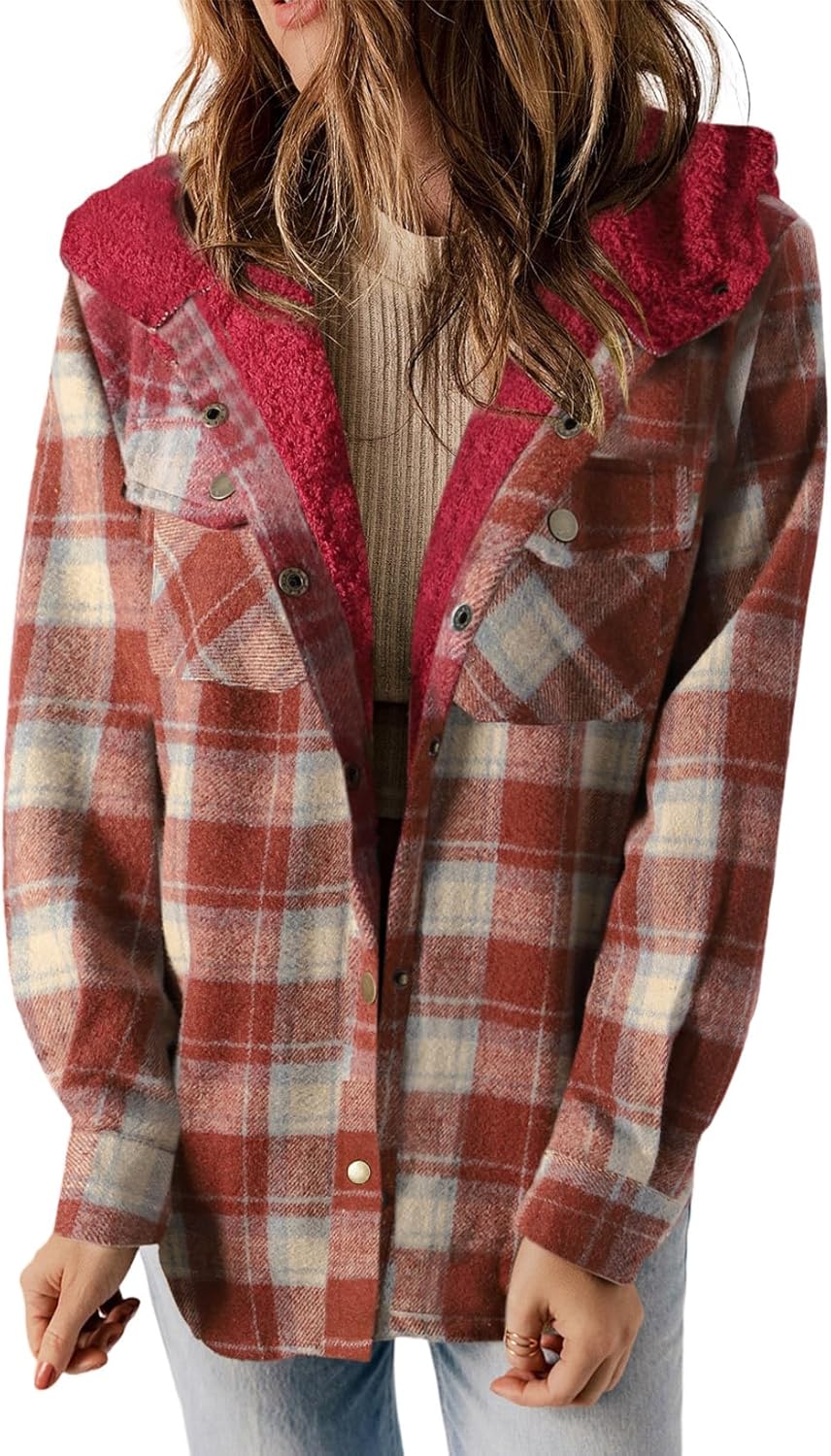 Stylish Womens Plaid Shacket Jacket for Cozy Fall Fashion