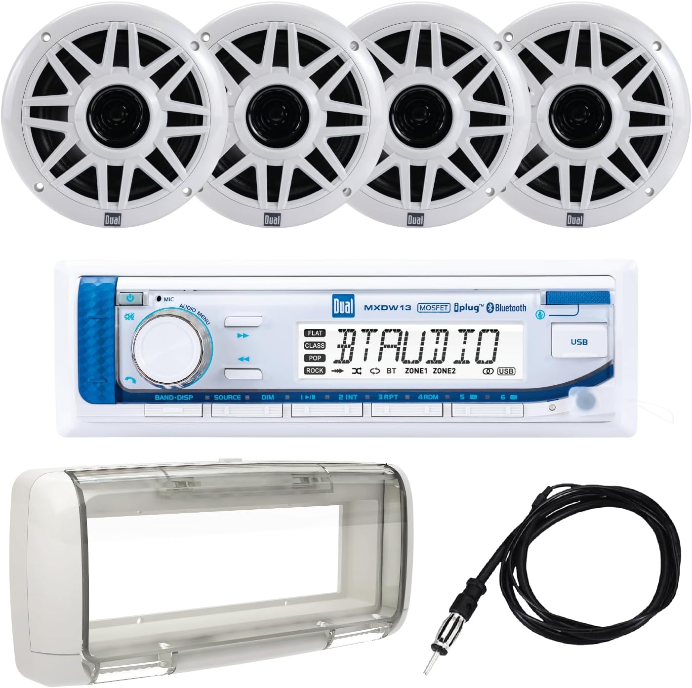 Marine Radio Bundle w/ Bluetooth & 4 Speakers