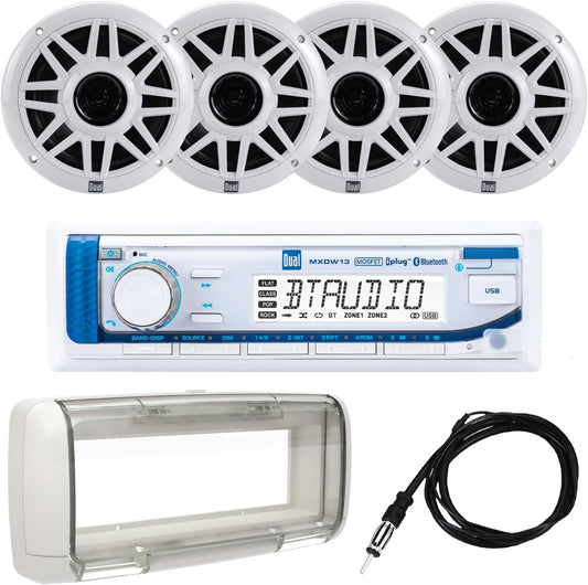 Marine Radio Bundle w/ Bluetooth & 4 Speakers