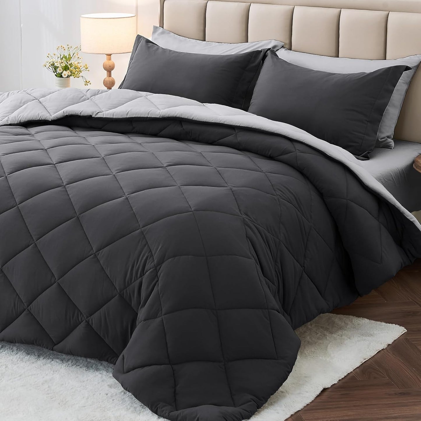 MUXHOMO 7 Pieces California King Comforter Set for Ultimate Comfort
