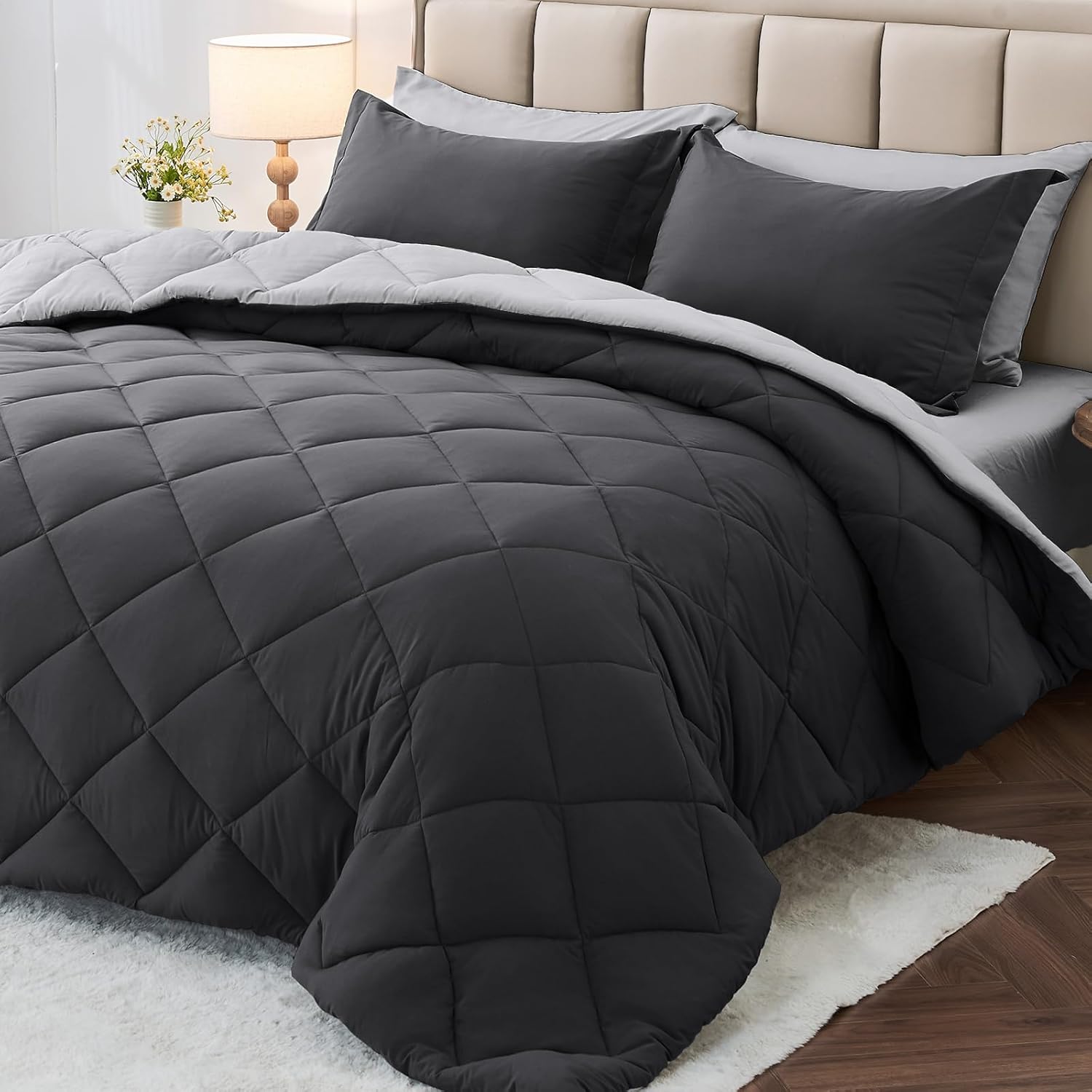 MUXHOMO 7 Pieces California King Comforter Set for Ultimate Comfort