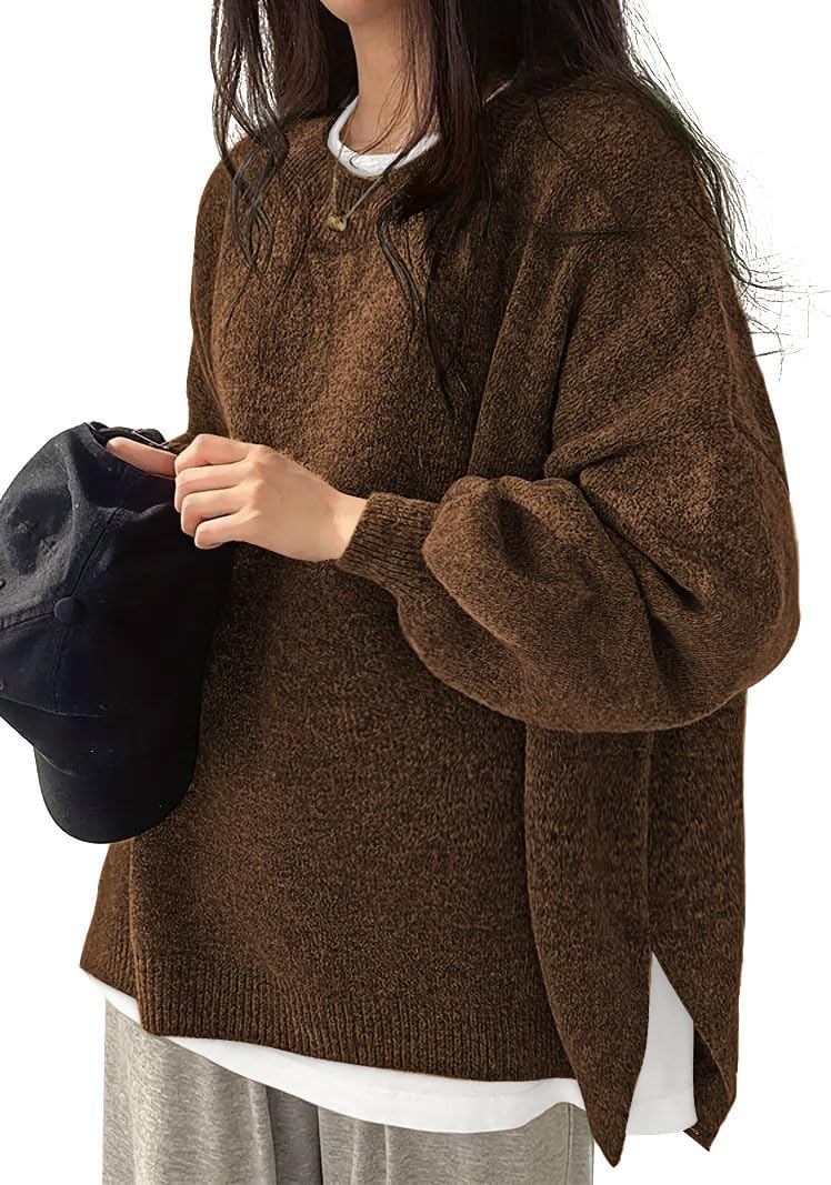 Women's Oversized Crewneck Sweater for Cozy Fall Fashion