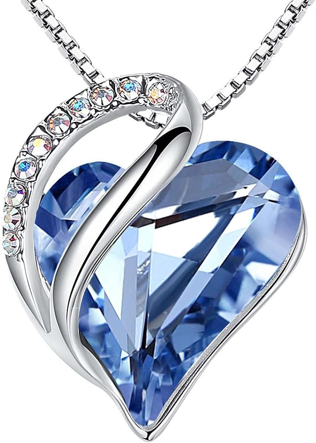 Leafael Infinity Love Birthstone Heart Crystal Pendant Necklace