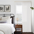 Thick Linen Semi Sheer Curtains 96 in - Textured Pinch Pleated Panel