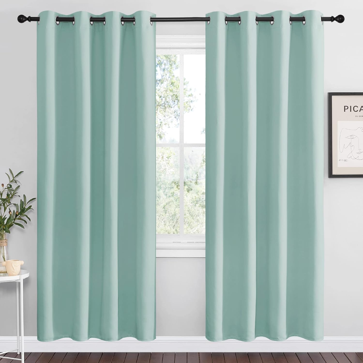 NICETOWN Aqua Blue Blackout Curtains for Modern Home Decor