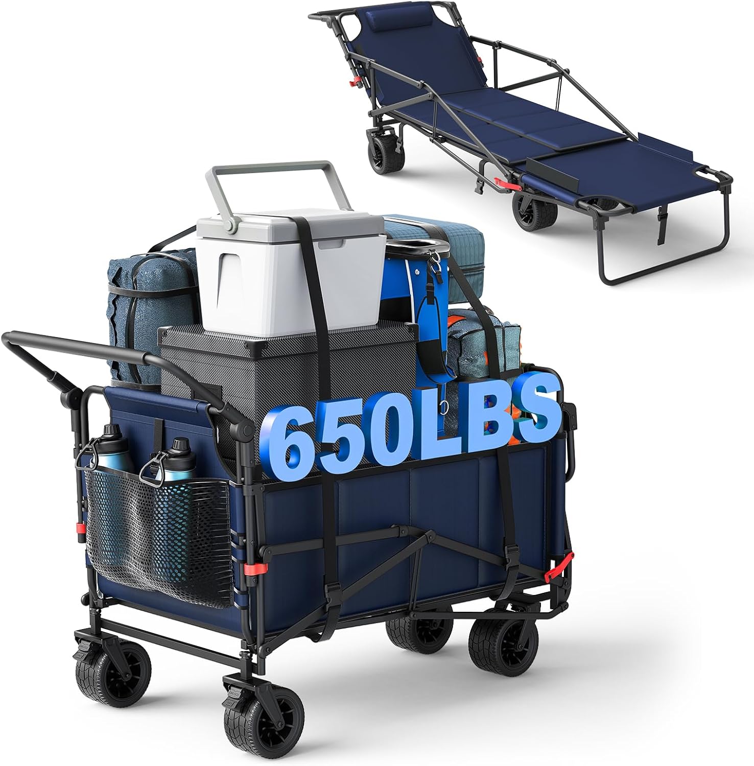 LEVELEVE Heavy Duty Folding Wagon - 2-in-1 Collapsible Cart