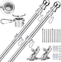 2 Pack 6 ft Flag Poles for Outside House - No-Tangle Rotating Rings