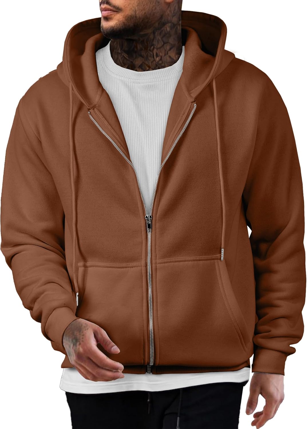 JMIERR Mens Full Zip Casual Cotton Hooded Fleece Sweatshirts