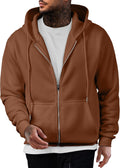 Mens Full Zip Cotton Hooded Fleece Sweatshirt - Casual Everyday Fit