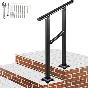 VEVOR Handrail for Outdoor Steps - Adjustable Metal Staircase
