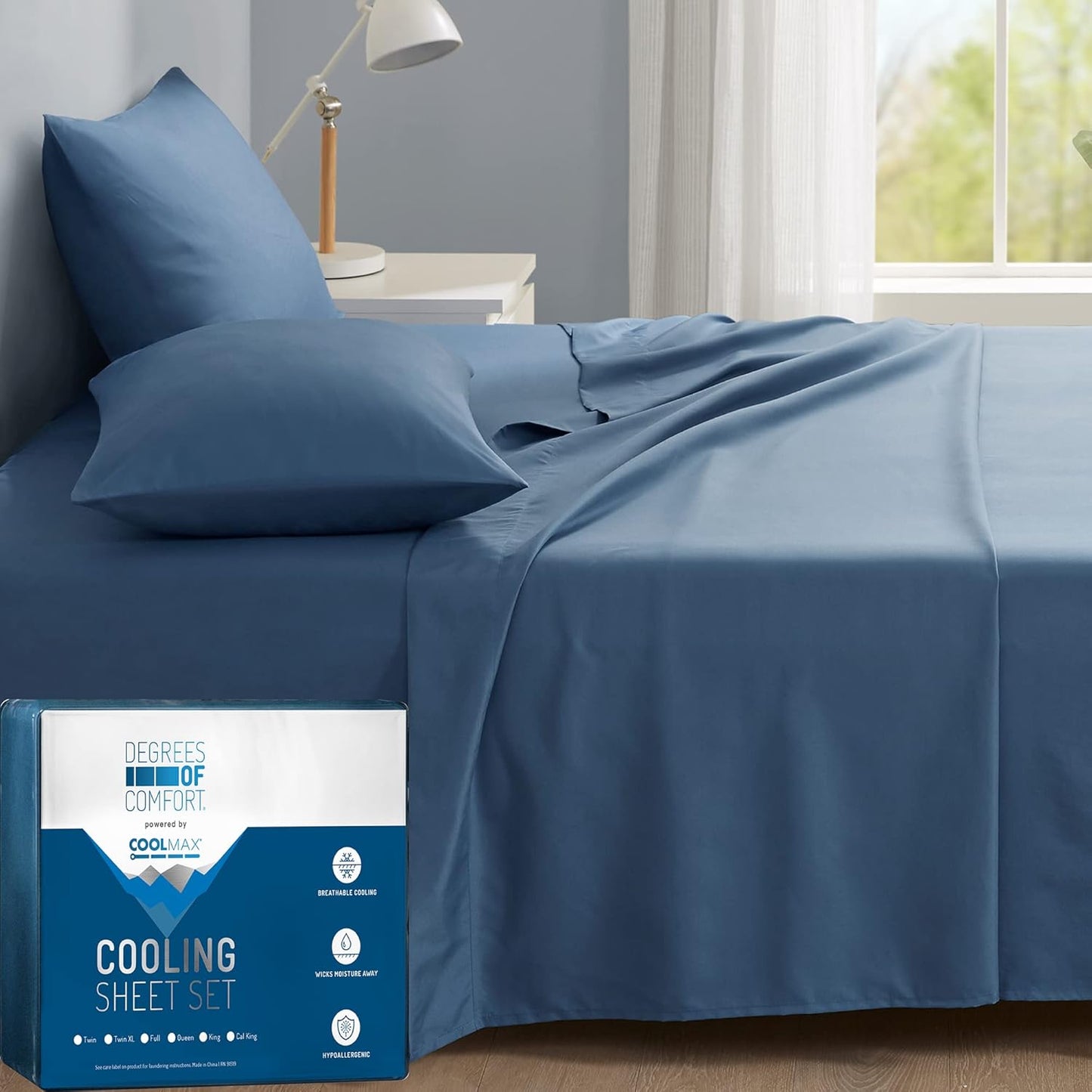 Coolmax Cooling Sheets for Queen Size Bed Set - Soft & Breathable