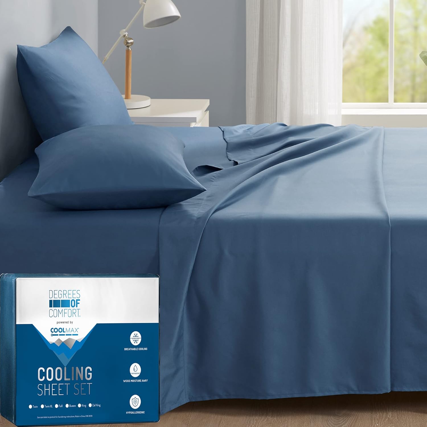 Coolmax Cooling Sheets for Queen Size Bed Set - Soft & Breathable