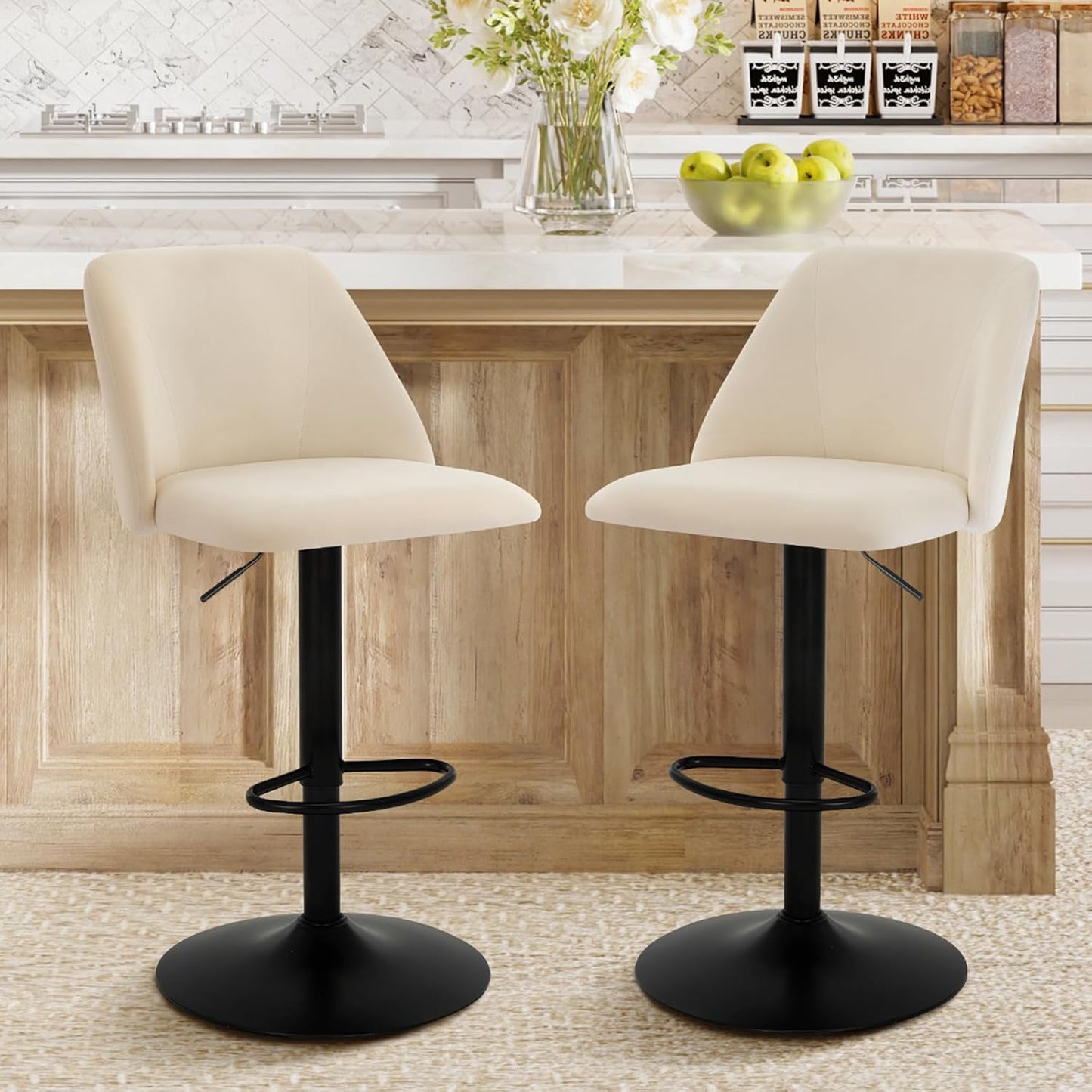 Modern Swivel Bar Stools Set of 2 with Adjustable Height