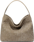 Woven Suede Shoulder Bag for Women - Elegant Woven Hobo Tote Molodo