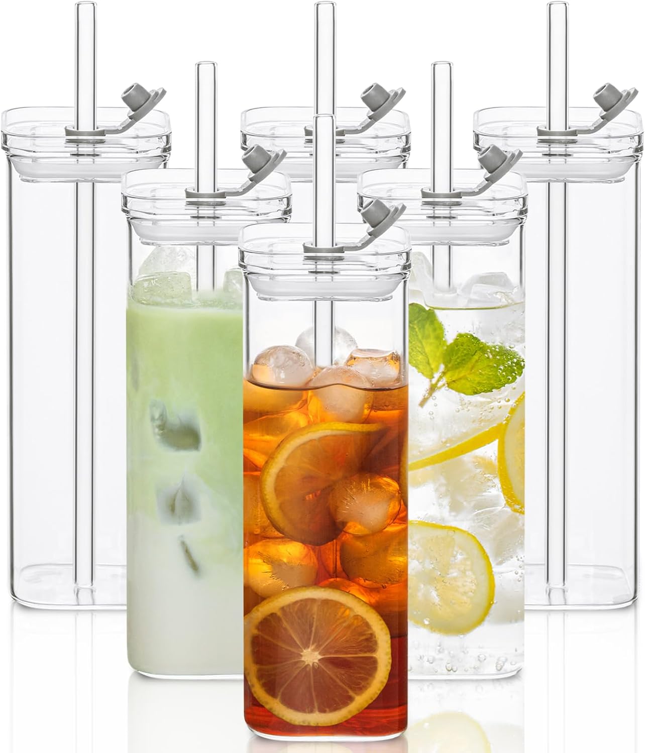 6 Sets Square Drinking Glass Cups for Cocktails and Coffee
