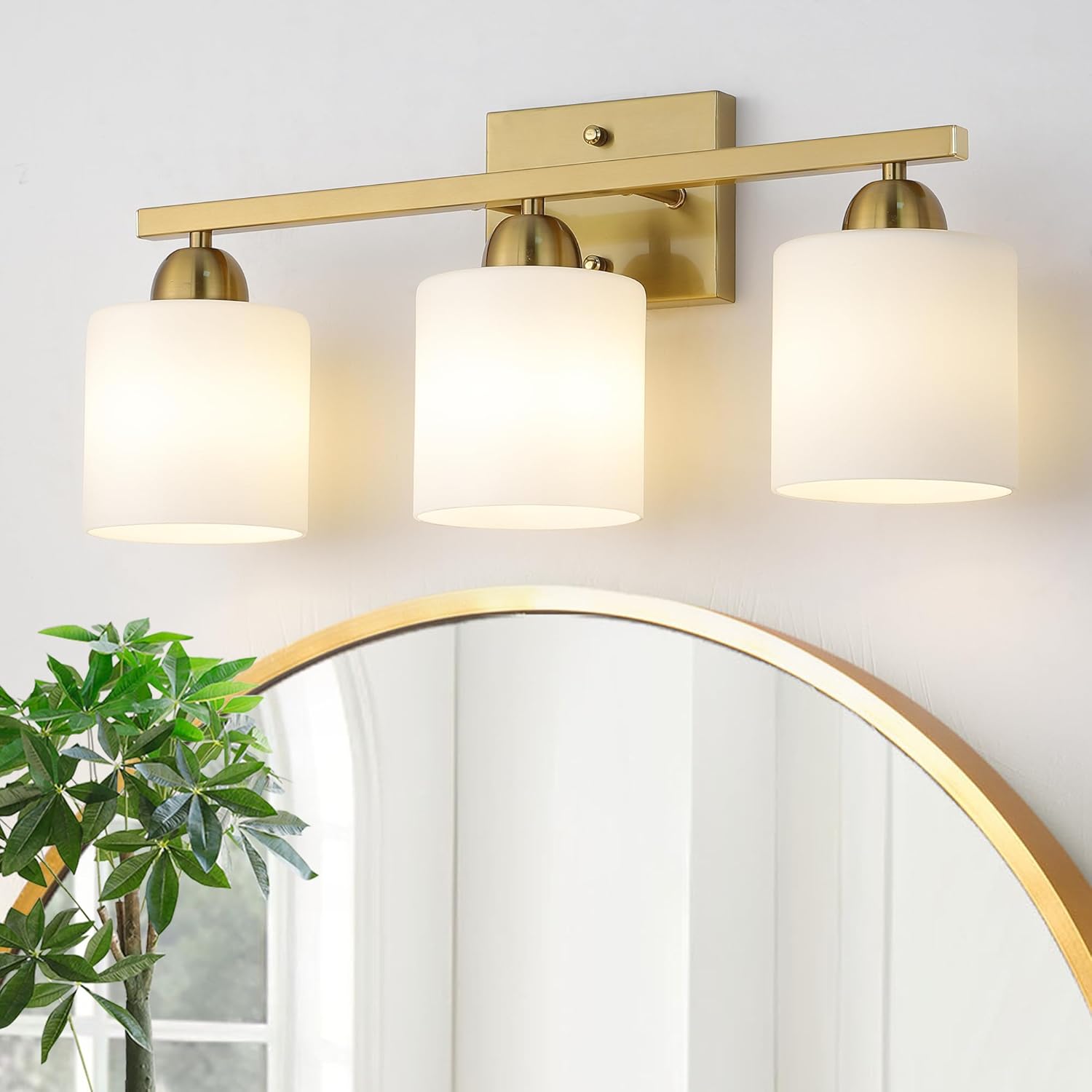 Stainless Steel Milk Glass Vanity Lights for Modern Bathrooms