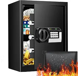Fireproof Waterproof Home Safe with Combination Lock and Shelf