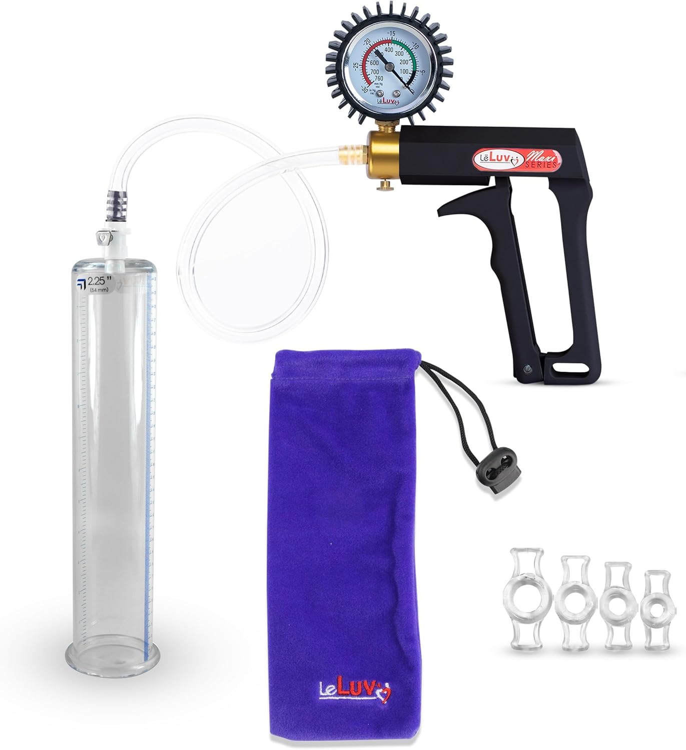 LeLuv Penis Pump Maxi Bundle with Clear Hose and Rings