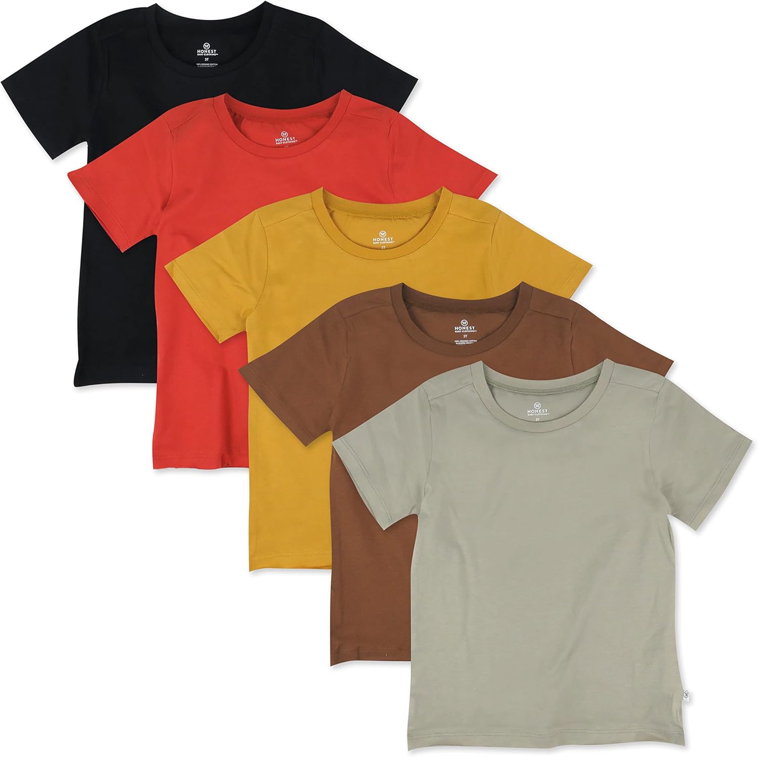 HonestBaby Unisex-Baby 5-Pack Short Sleeve T-Shirts for Kids
