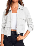 Onedreamer Women's Military Safari Cropped Jacket - Lightweight