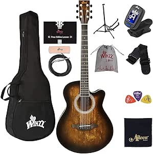 WINZZ 40 Inches Cutaway Acoustic Guitar Beginner Bundle Review