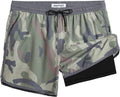 Mens Vintage 80s 90s Swim Trunks with Compression Liner - Quick Dry