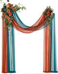 Ling's Moment Teal Orange Artificial Wedding Arch Flowers Kit - Ready