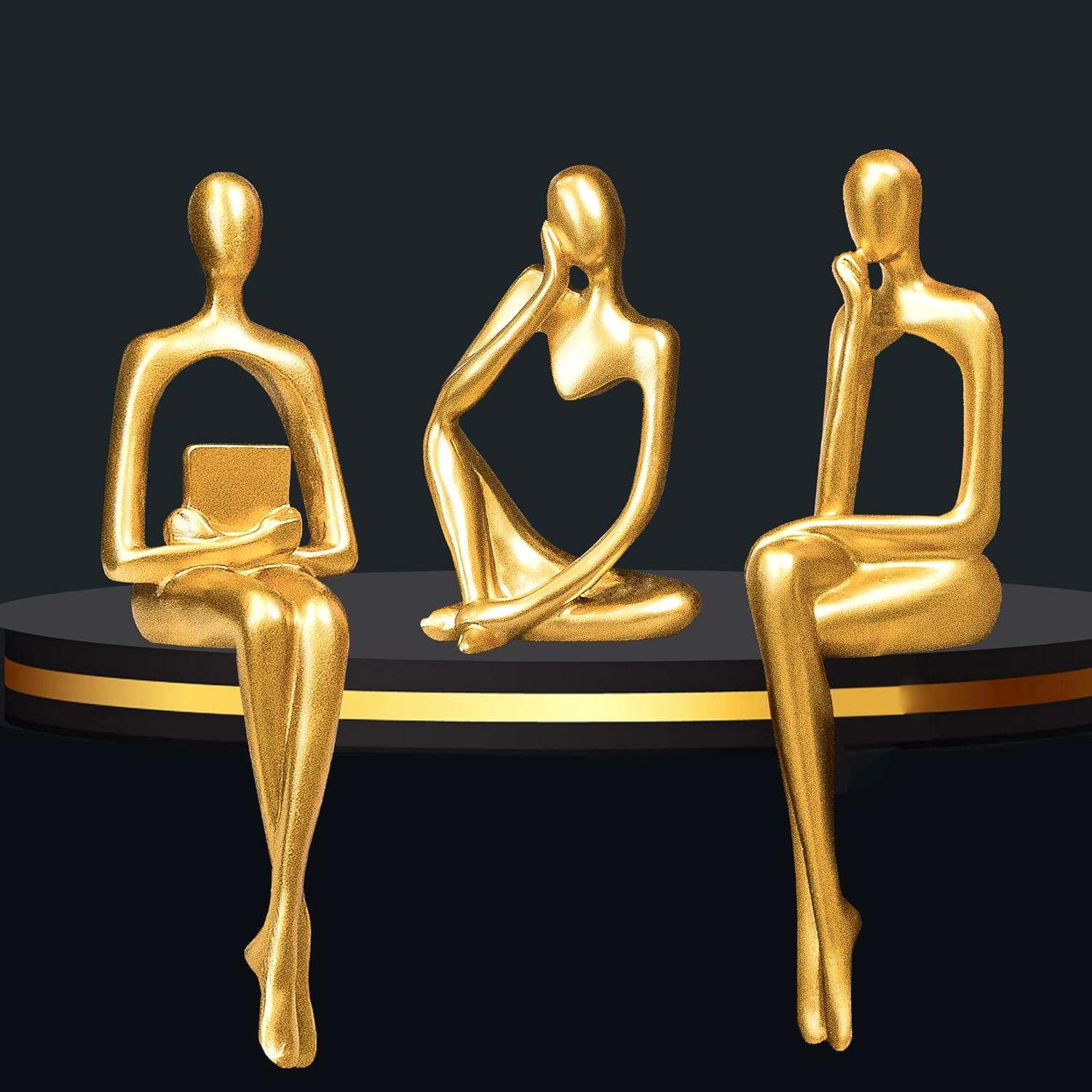 Set of 3 Modern Abstract Thinker Sculptures for Stylish Home