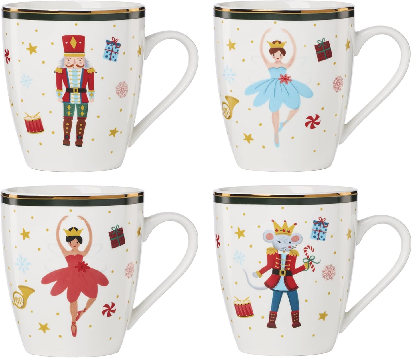 Nutcracker Ballet Coffee Mugs Set of 4 by Lenox for Christmas