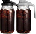 64 oz Glass Pitcher with Lids 2-Pack - Leak Proof Fridge Jugs