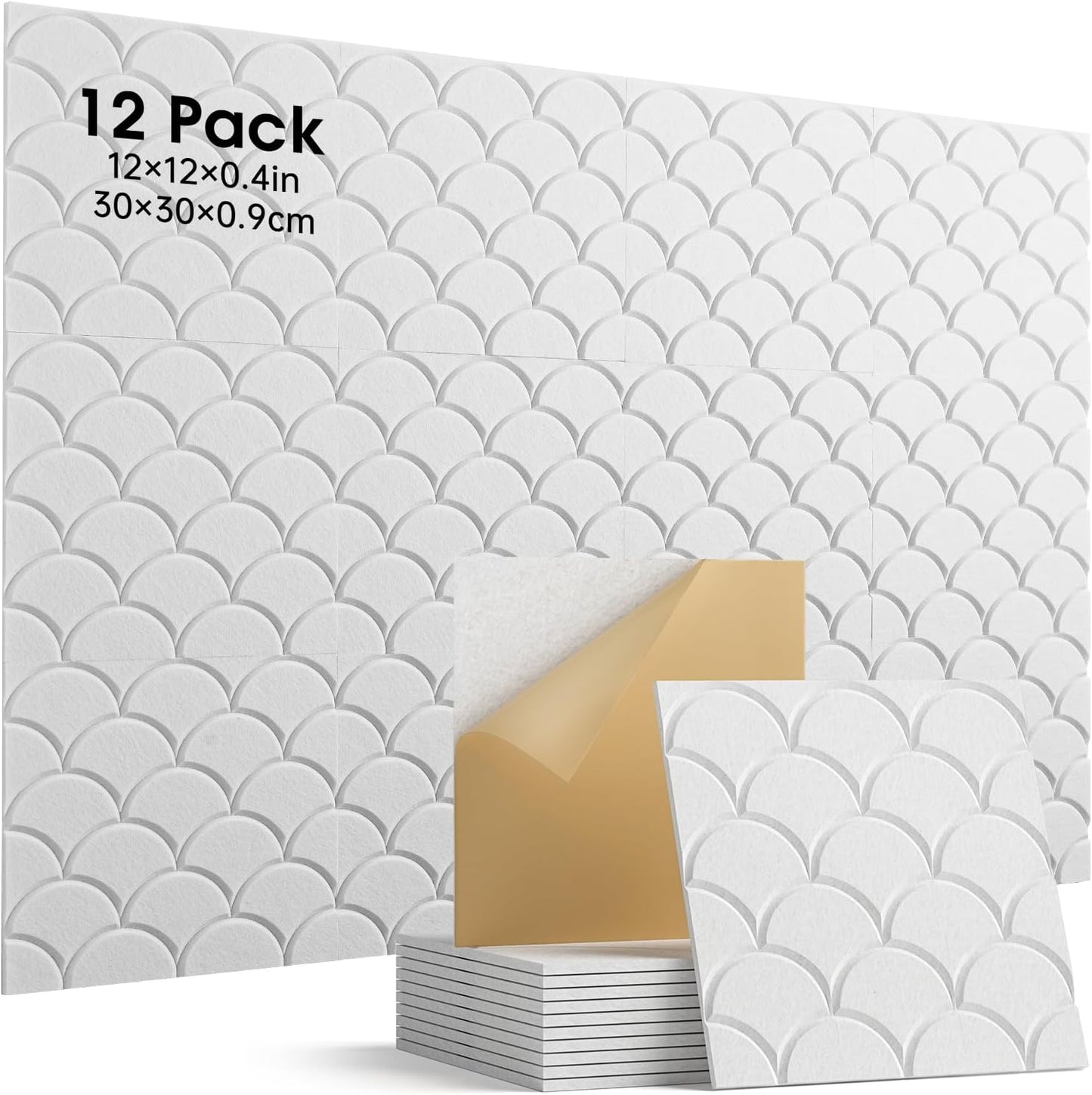 Acoustic Panels Self-Adhesive 12 Pack for Soundproofing Walls