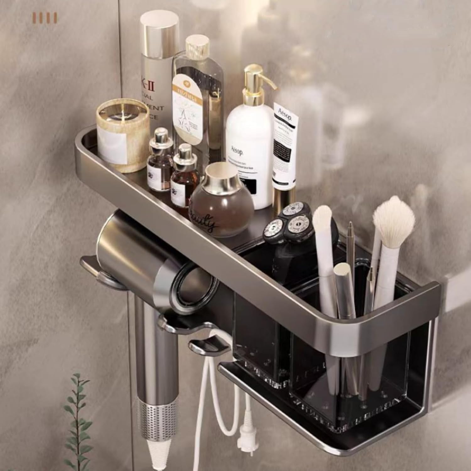 Wall-Mounted Hair Dryer Holder - Secure, Organized Storage! #02