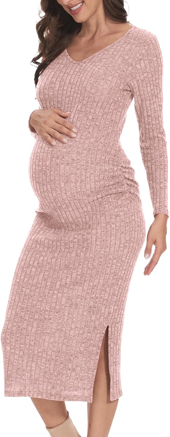 Long Sleeve Maternity Sweater Dress for Fall Winter Events
