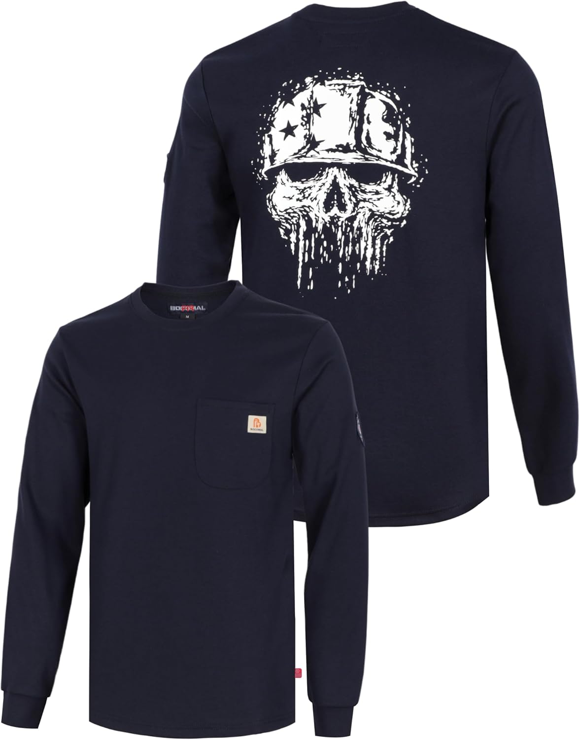 BOCOMAL FR Shirts Crewneck Midweight Flame Resistant Work Shirt