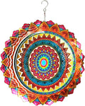 FONMY Stainless Steel Wind Spinner 12 in Multi Color Mandala - Garden