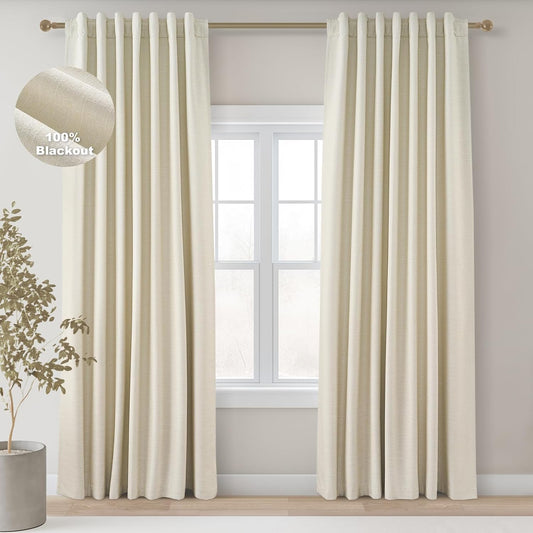 Topfinel Cream Black Out Curtains for Complete Darkness and Style