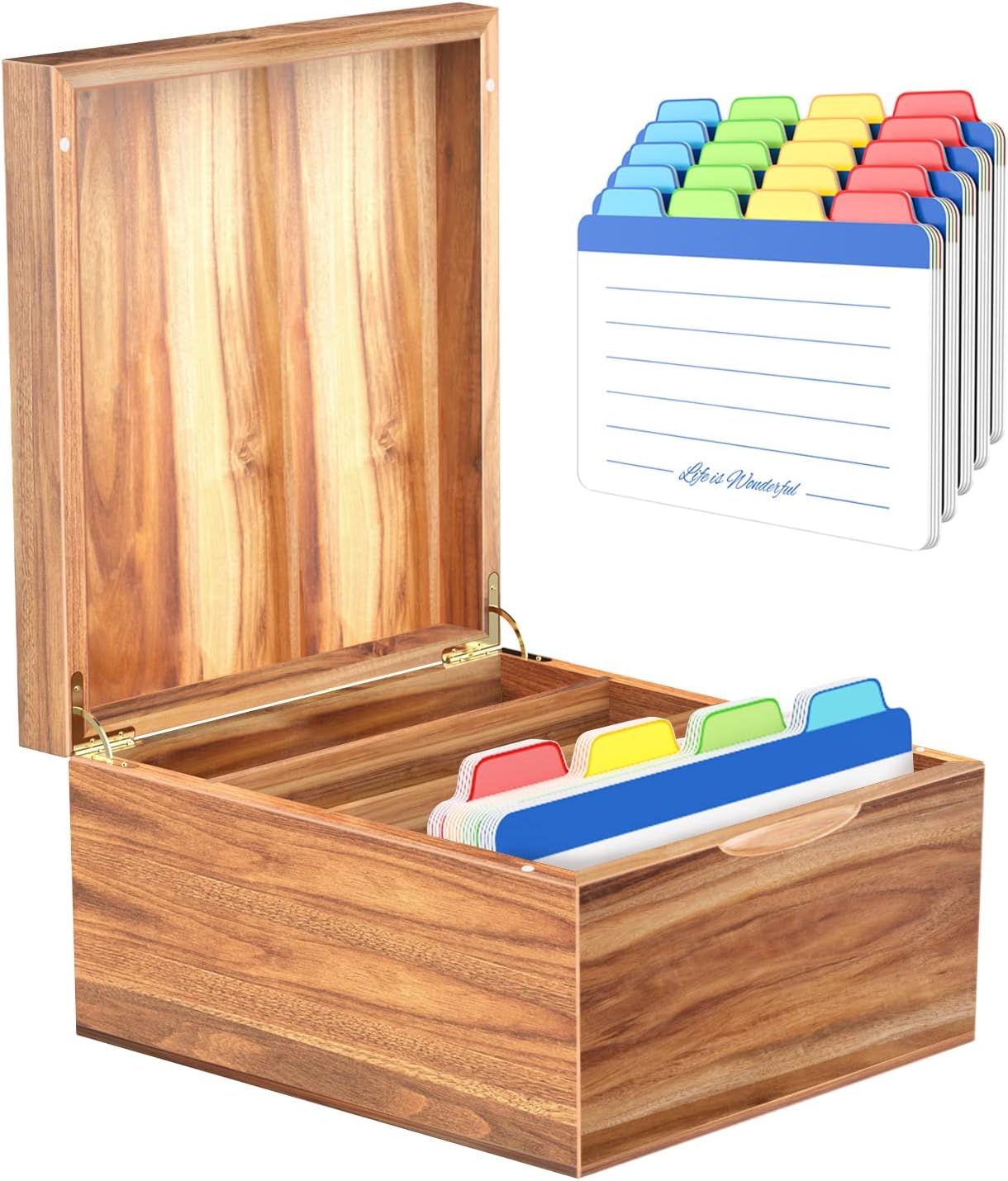5x8 Index Card Organizer with Lid for Recipes and Projects